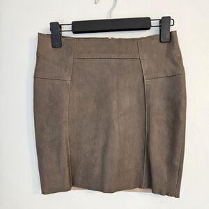 Cigno Nero Buttery Soft Brown Tan Tailored Austrian Leather Lined Mini Skirt 36